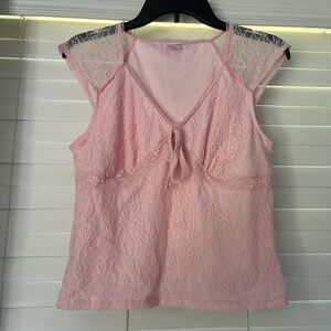 Vintage Baby Pink Lace Tank/Short Sleeve Top